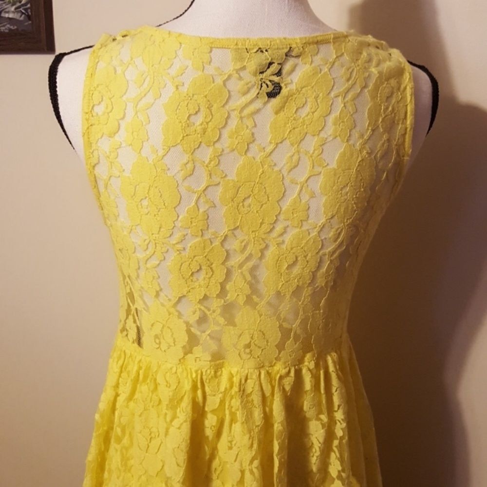 ✨💛 Romantic Canary Yellow Lace A Line Dress 👗 ✨